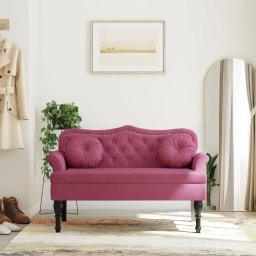 Bancheta cu perne, rosu vin, 120,5x65x75 cm, catifea GartenMobel Dekor