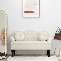 Bancheta cu perne, crem, 120,5x65x75 cm, catifea GartenMobel Dekor