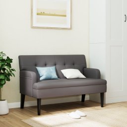 Bancheta cu spatar, gri, 112x65,5x75 cm, piele ecologica GartenMobel Dekor