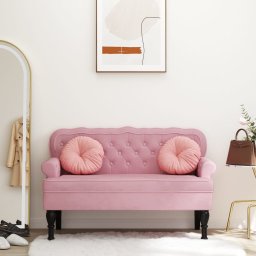 Bancheta cu spatar, roz, 119,5x64,5x75 cm, catifea GartenMobel Dekor