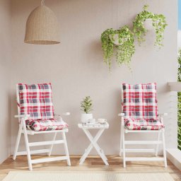 Perne scaun cu spatar mic, 2 buc., rosu carouri, textil oxford GartenMobel Dekor