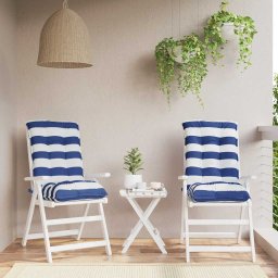 Perne de scaun spatar mic, 2 buc. dungi albastre&albe, textil GartenMobel Dekor