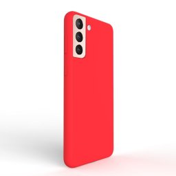 Husa Lemontti Husa Liquid Silicon Samsung Galaxy S21 Red (protectie 360°, material fin, captusit cu microfibra)
