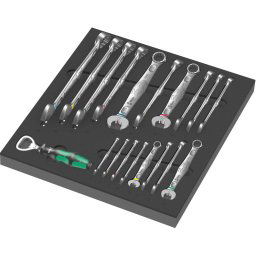 Wera 9731 foam insert 6003 Joker Set 1, 19-piece, tool set black/grey, combination ratchet wrench set, in foam insert for workshop trolleys
