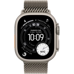 Ceas Smartwatch Apple Watch Ultra 3, GPS + Cellular, 49mm Natural Titanium Case, Natural Titanium Milanese Loop - Large