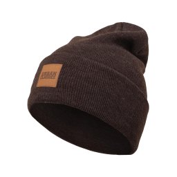 Leatherpatch Long Beanie Heatherbrown