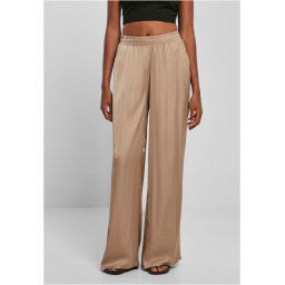 Women's fine satin trousers with wide legs