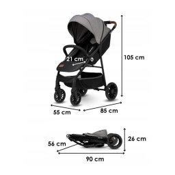 Lionelo Carucioare sport Zoey Cadru din aluminiu din Aluminiu, Gri