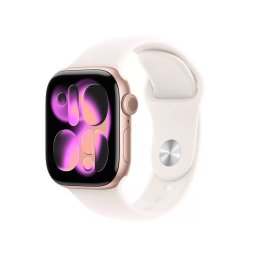 Smartwatch Apple Watch 11 GPS, 46mm, Carcasa Rose Gold Aluminium, Bratara Light Blush Sport Band - M/L