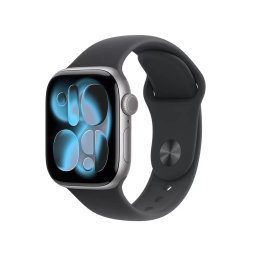 Smartwatch Apple Watch 11 GPS, 46mm, Carcasa Space Grey Aluminium, Bratara Black Sport Band - M/L