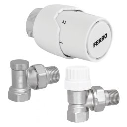 Set robineti radiator coltari 1/2" tur termostatic+retur+cap termostat GT20