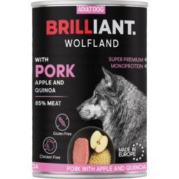 Brilliant Wolfland conserve pentru câini cu porc & măr-quinoa konzervkutyaeledel (12 x 400 g) 4.8 kg