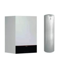 Pachet centrala termica cu afisaj digital color 7'' Viessmann Vitodens 200-W 32 kW cu boiler bivalent Vitocell 300 litri, kit de evacuare inclus