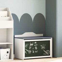 Cutie pentru jucarii Gri si alb 73 x 33 x 55 cm Lemn compozit GartenMobel Dekor