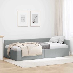 Cadru de pat coltar cu headboard Gri deschis 100 x 200 cm GartenMobel Dekor