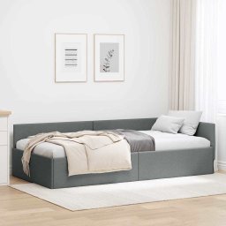 Cadru de pat coltar cu headboard Gri închis 100 x 200 cm GartenMobel Dekor
