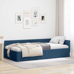 Cadru de pat coltar cu headboard albastru 100 x 200 cm GartenMobel Dekor