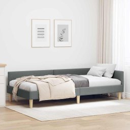 Cadru de pat coltar Altele cu headboard Gri închis 90 x 190 cm GartenMobel Dekor