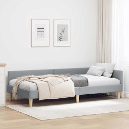 Cadru de pat coltar Altele cu headboard Gri deschis 90 x 200 cm GartenMobel Dekor