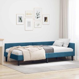 Cadru de pat coltar cu headboard Manual albastru 90 x 190 cm GartenMobel Dekor