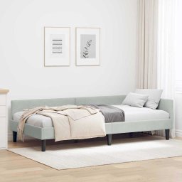 Cadru de pat coltar cu headboard Manual Gri deschis 90 x 200 cm GartenMobel Dekor