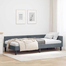 Cadru de pat coltar cu headboard Manual Gri închis 100 x 200 cm GartenMobel Dekor