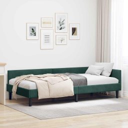 Cadru de pat coltar cu headboard Verde închis 100 x 200 cm GartenMobel Dekor