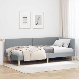 Cadru de pat coltar Altele cu headboard Gri deschis 80 x 200 cm GartenMobel Dekor