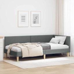 Cadru de pat coltar Altele cu headboard Gri închis 80 x 200 cm GartenMobel Dekor