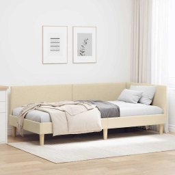 Cadru de pat coltar Altele cu headboard Crem 100 x 200 cm GartenMobel Dekor