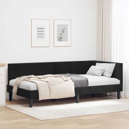 Cadru de pat coltar Altele cu headboard Negru 90 x 190 cm GartenMobel Dekor