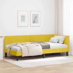 Cadru de pat coltar Altele cu headboard Galben 90 x 190 cm GartenMobel Dekor