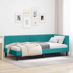Cadru de pat coltar Altele cu headboard Turcoaz 90 x 200 cm GartenMobel Dekor