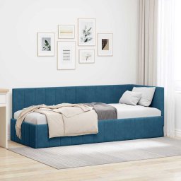 Cadru de pat coltar cu headboard albastru 80 x 200 cm Catifea GartenMobel Dekor