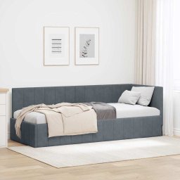 Cadru de pat coltar cu headboard Gri închis 80 x 200 cm Catifea GartenMobel Dekor