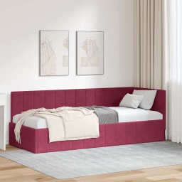 Cadru de pat coltar cu headboard bordo 80 x 200 cm Catifea GartenMobel Dekor