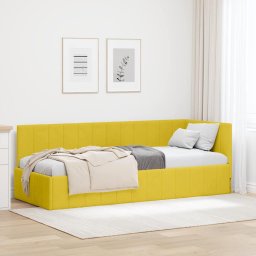 Cadru de pat coltar cu headboard Galben 80 x 200 cm Catifea GartenMobel Dekor
