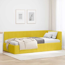 Cadru de pat coltar cu headboard Galben 90 x 200 cm Catifea GartenMobel Dekor