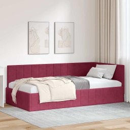Cadru de pat coltar cu headboard bordo 100 x 200 cm Catifea GartenMobel Dekor