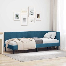 Cadru de pat coltar cu headboard albastru 80 x 200 cm Catifea GartenMobel Dekor