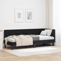 Cadru de pat coltar cu headboard Negru 80 x 200 cm Catifea GartenMobel Dekor