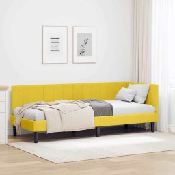 Cadru de pat coltar cu headboard Galben 80 x 200 cm Catifea GartenMobel Dekor