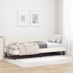 Cadru de pat coltar cu headboard Crem 80 x 200 cm Catifea GartenMobel Dekor