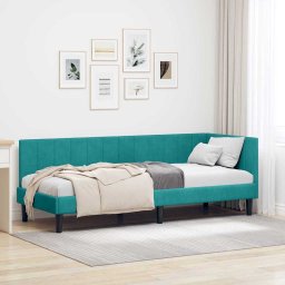 Cadru de pat coltar cu headboard Turcoaz 80 x 200 cm Catifea GartenMobel Dekor