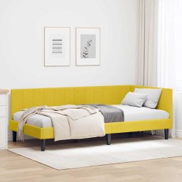 Cadru de pat coltar cu headboard Galben 90 x 200 cm Catifea GartenMobel Dekor