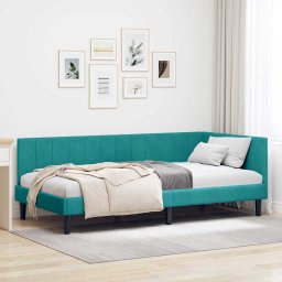Cadru de pat coltar cu headboard Turcoaz 90 x 200 cm Catifea GartenMobel Dekor