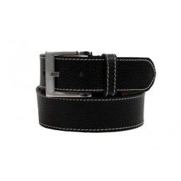 Curea casual barbati din piele naturala cusuta - Neagra PPMN07