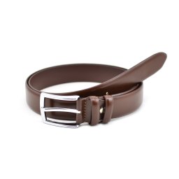 Curea barbati eleganta din piele naturala maro, cu bombaj CNC4795M