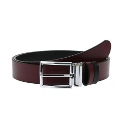 Curea eleganta barbati din piele naturala, Visiniu - 00001397VIS