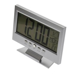 Ceas de birou LED argintiu cu afisare zi, luna , saptamana, temperatura - DS8082AG